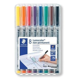 Ne-permanentní popisovač "Lumocolor 315", sada, 8 barev, 1 mm, OHP, STAEDTLER 315WP8
