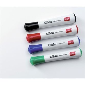 Popisovač na tabule a flip chart "Glide", 4 barvy, 3 mm, kuželový hrot, 4 ks, NOBO 1902096