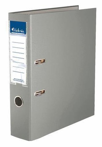 Pákový pořadač "Basic", šedý, 75 mm, A4, PP/karton, VICTORIA