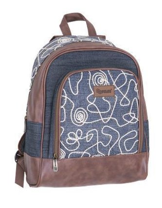 Batoh "Jeans Glossy", modrá-hnědá, PULSE
