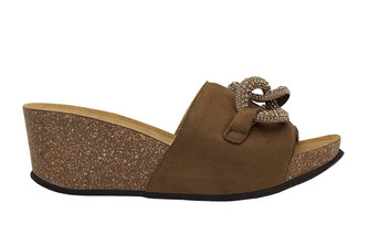 Scholl RAVELLO - dámské pantofle na klínku hnědé Velikost: 41