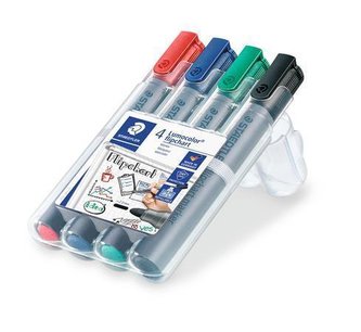 Popisovač na flipchart "Lumocolor 356", sada, 4 barvy, kuželový hrot, STAEDTLER