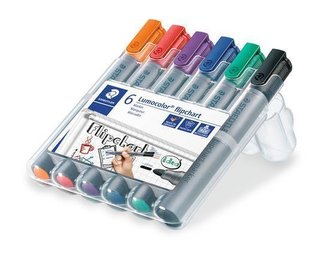 Popisovač na flipchart "Lumocolor 356", sada, 6 barev, kuželový hrot, STAEDTLER