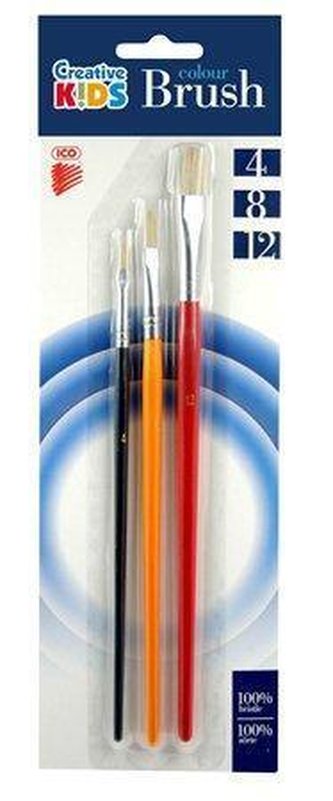 Sada štětců, 3ks, č. 4-8-12, dřevěné, ICO "Creative Kids"