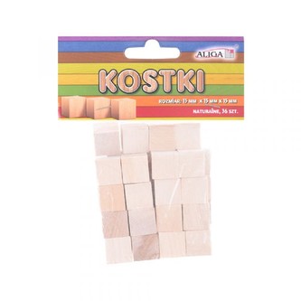 Dřevěné kostičky, přírodní 15 x 15 x 15 mm - 36 ks