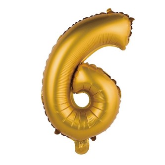 Nafukovací balonek číslice '6' zlatá, 35 cm