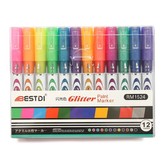 Popisovače akrylové 12 barev hrot 2-3mm GLITTER