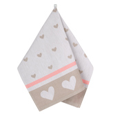Kuchyňská utěrka 1 ks - Srdce růžová, béžová - 50x70 cm