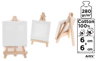 Podobrazie mini 6x6cm 280G/m2 + sztaluga