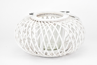 Proutěná lucerna Lena 17x27 cm, bílá II. jakost