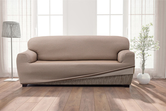 Potah na sedačku oboustranný elastický, Irpin, béžový trojkřeslo 180 - 220 cm