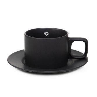 Šálek | MARIN | s podšálkem černý | 0,2 l | 885124 Homla