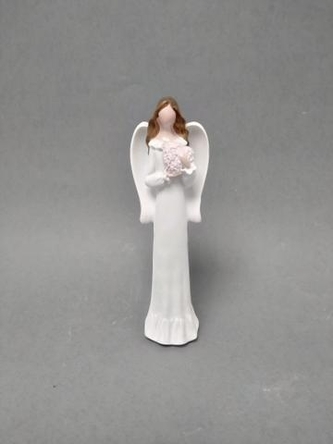 Anděl s růžovým srdcem 16cm