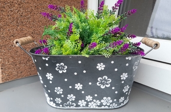 Obal zinkový s kytičkami ovál