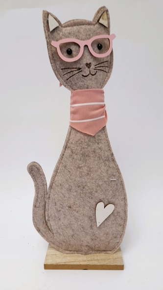 Kočka filcová s brýlemi