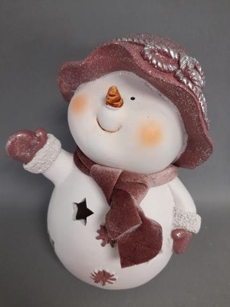 Sněhulák s růžovou čepičkou LED