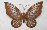 Motýl plechový rezavý závěsný 46x30cm