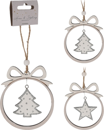 Ozdoba dřevo závěsná s mašlí