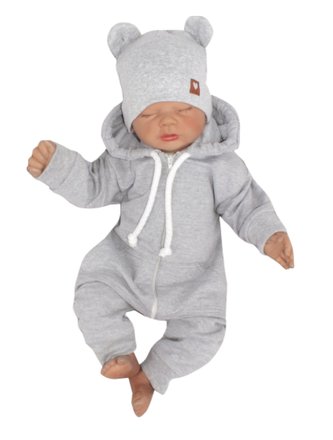 Z&Z Dětský teplákový overálek s kapucí, šedý, vel. 68