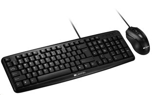 CANYON drátový SET-1 CZ klávesnice + optická myš 1000 DPI, USB, CZ, voděodolná, černá