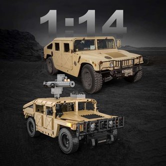 Klocki CADA. Zdalnie sterowany samochód wojskowy Humvee Off-Roader pojazd militarny auto światło LED