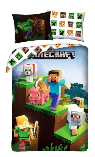 HALANTEX Povlečení Minecraft Farma animals  Bavlna, 140/200, 70/90 cm