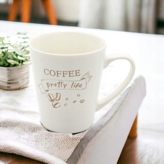 hrnek 330ml COFFE Pretty L. bílý, (min.obj. 6ks), keramika