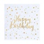 Papírové ubrousky bílé se zlatými hvězdami - Happy Birthday  20 ks