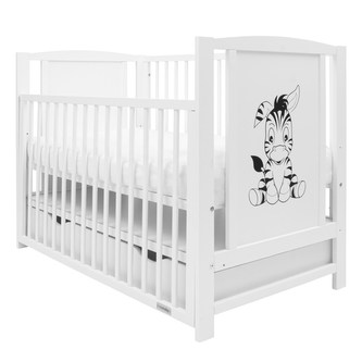 Dětská postýlka New Baby BEA Zebra se stahovací bočnicí a šuplíkem bílá