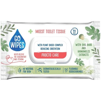 GO WIPES vlhčený toaletní papír 44 ks PROCTO CARE