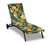 Polstr na plážové lehátko - potah na zip - Monstera zelená - 55x195 cm