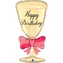 Foliový balonek - sklenka s mašlí - Happy Birthday 91 cm