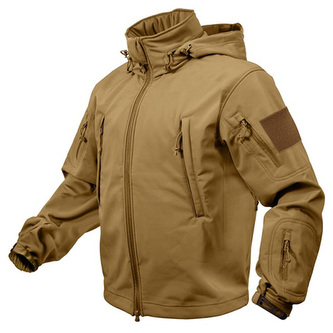 Bunda TACTICAL s kapucí softshell COYOTE vel.L