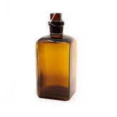 Láhev skleněná hranatá s broušeným úzkým hrdlem 350 ml HNĚDÁ