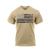 Triko THIN BLUE LINE US vlajka PÍSKOVÉ vel.XL