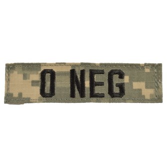 Nášivka krevní skupina 0 NEG VELCRO ACU DIGITAL