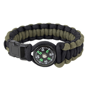 Náramek SURVIVAL PARACORD s kompasem ZELENO-ČERNÝ vel.9