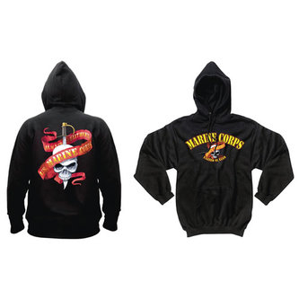 Mikina MARINES SKULL/RIBBON s kapucí ČERNÁ vel.S
