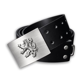 Opasek kožený přezka ČESKÝ LEV 45 mm ČERNÝ vel.120 cm
