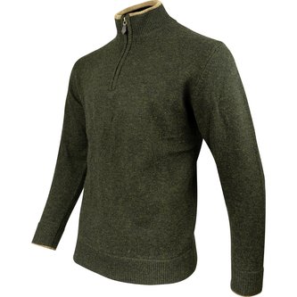 Svetr ASHCOMBE se zipem jehněčí vlna DARK OLIVE vel.L