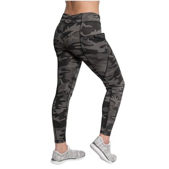 Legíny dámské WORKOUT s kapsami BLACK CAMO vel.XL