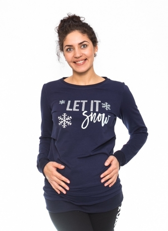 Be MaaMaa Těhotenské triko, mikina Let it Snow - granátové, vel. M; M (38)