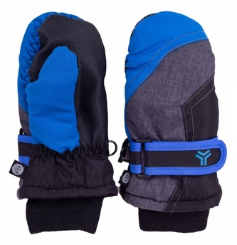 Dětské zimní, nepromokavé palčáky YO!, černá/modrá/grafit, 14cm, vel. 104/110, 14 cm; 104/110 (3-5r)