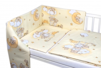 Mantinel s povlečením Premium, 3D sada, Medvídek na žebříku, žlutý, 135x100cm; 135x100 Mantinel s povlečením Premium, 3D sada, Medvídek na žebříku, žlutý, 135x100cm; 135x100