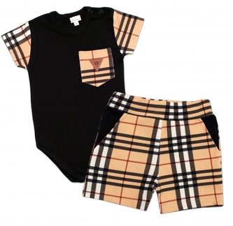 Body kr. rukáv + kraťásky s kapsami 2D sada, Kostka G-baby, černá, vel. 86; 86 (12-18m)