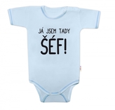 Body krátký rukáv s vtipným textem Baby Nellys, Já jsem tady ŠÉF! vel. 80; 80 (9-12m)