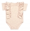 Body kr. rukáv s volánkem, bavlna, zapínání vzadu, Emily Mrofi, béžový melírek, vel. 68; 68 (3-6m)