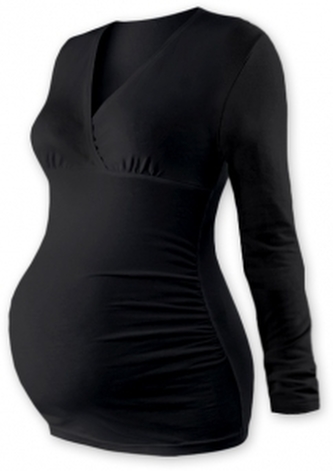 JOŽÁNEK Těhotenské triko/tunika dlouhý rukáv EVA - černé; L/XL