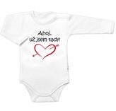 Body dlouhý rukáv Ahoj už jsem tady!, Baby Nellys, bílé; 56 (1-2m)