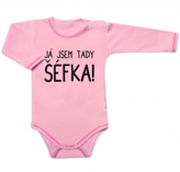 Body dlouhý rukáv s vtipným textem Baby Nellys, Já jsem tady ŠÉFKA!, vel. 86; 86 (12-18m)